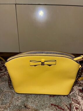 Anne Klein Yellow Bow Crossbody with Chain Strap